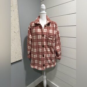 Cuddl Duds Pink Plaid Teddy Fleece Jacket